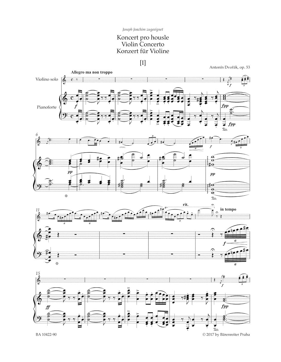 Dvorak (Cividini): Concerto in A minor, Op.53 - URTEXT (violin & piano) Barenreiter
