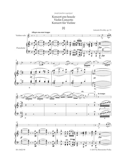 Dvorak (Cividini): Concerto in A minor, Op.53 - URTEXT (violin & piano) Barenreiter