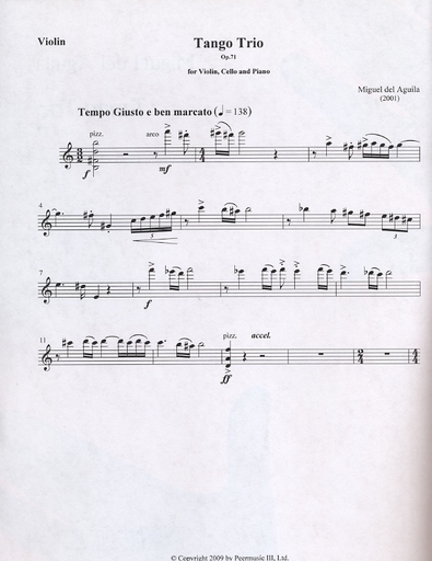 Aguila, Miguel del: Tango Trio, Op.71  (Violin, Cello, Piano)