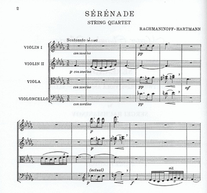 Rachmaninov, Sergei: Serenade Op.3 No.3 (string quartet) score and parts