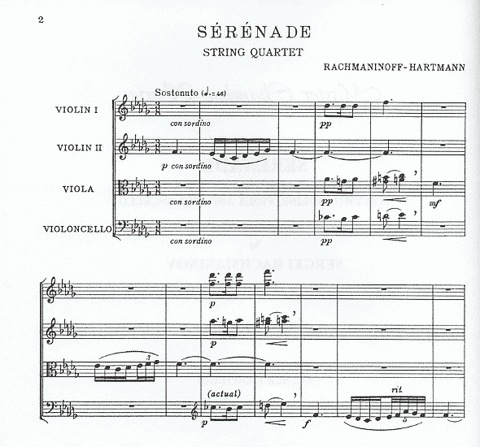 Rachmaninov, Sergei: Serenade Op.3 No.3 (string quartet) score and parts