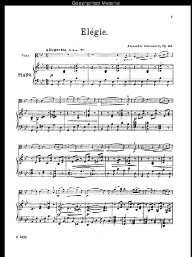 Glazunov, Alexander: Elegy Op.44 (Viola & Piano)