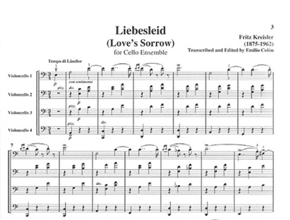 Kreisler, Fritz: Two Old Viennese Dances-Liebesleid, Liebesfreud (4 cellos)