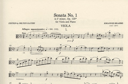 Brahms, Johannes (Katims): Viola Sonata Op.120 #1 (viola & piano)