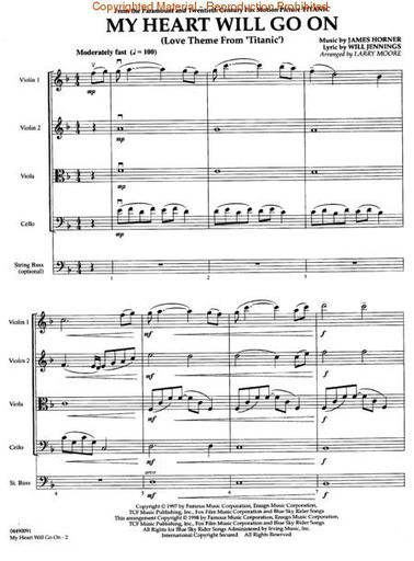 My Heart Will Go On - Love Theme from Titanic - Pops for String Quartet (score and parts)
