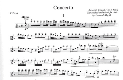 Vivaldi (Mogill): Concerto in D Minor Op.3#6 (Viola & Piano)