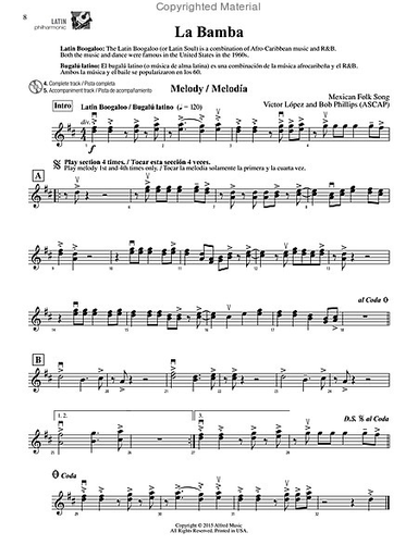 Lopez, V. and Phillips, B.: Latin Philharmonic-latin dance tunes for the stringt orchestra (violin)