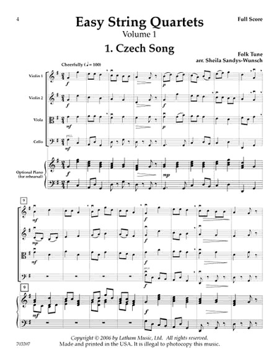 Sandys-Wunsch, Sheila: Easy String Quartets, Vol.1 (string quartet) Latham Music