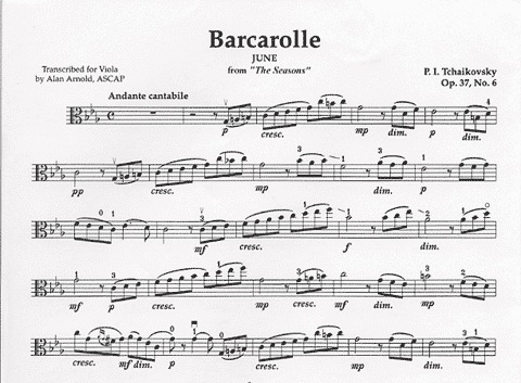 Tchaikovsky, P.I. (Arnold): June Barcarolle (viola & piano)