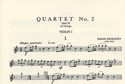 Prokofiev, Sergei: Quartet No.2 in F major, Op.92 (string quartet)