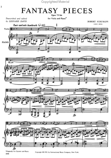 Schumann, Robert (Davis): Fantasy Pieces, Op. 73 (viola & piano)