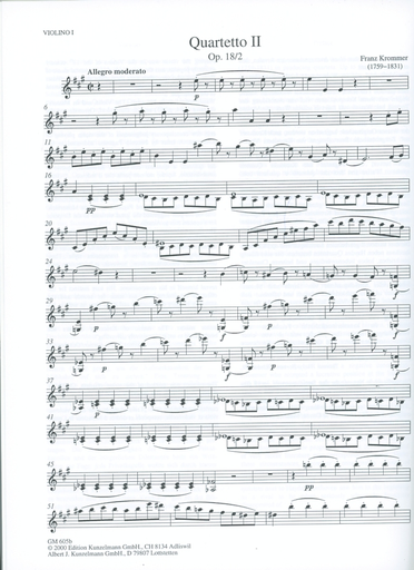 Krommer, Franz: String Quartet Op. 18 No. 2