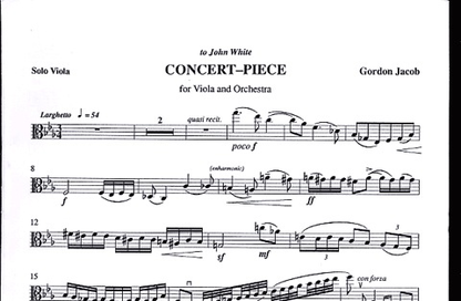 Jacob, Gordon: Concert-Piece for Viola and Orchestra (viola & piano)