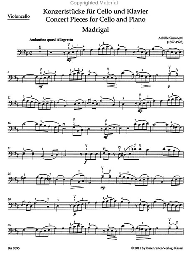 Sassmannshaus: Concert Pieces for Cello and Piano. Barenreiter Cello Collection