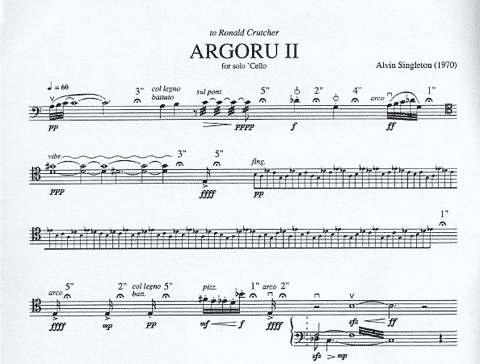 Singleton, Alvin: Argoru II for Solo Cello