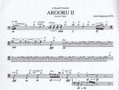 Singleton, Alvin: Argoru II for Solo Cello