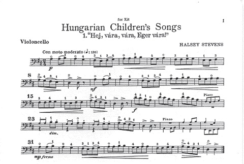 Stevens, H.: Hungarian Children's Songs (Cello & Piano)