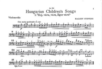 Stevens, H.: Hungarian Children's Songs (Cello & Piano)