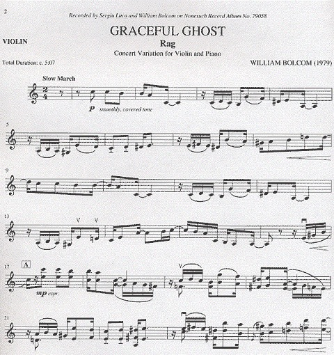 Bolcom, W.: Graceful Ghost Rag (violin, and piano)