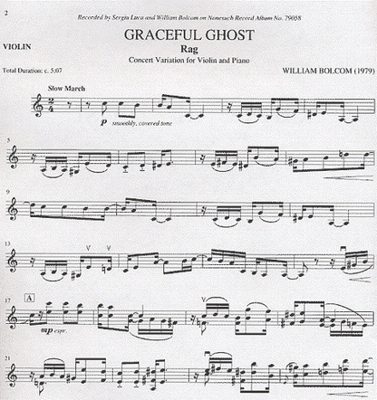 Bolcom, W.: Graceful Ghost Rag (violin, and piano)