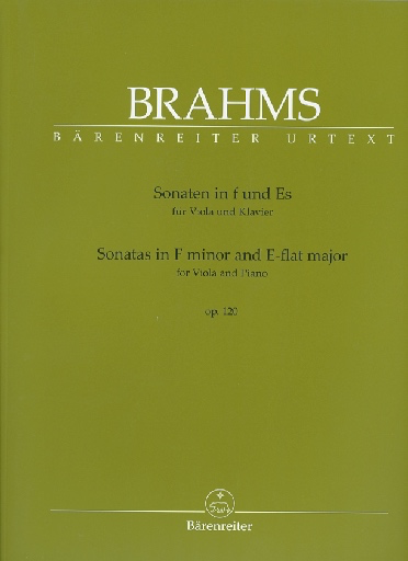 Brahms, Johannes (Brown): Sonata in F minor and E-flat major (viola and piano) Barenreiter Urtext