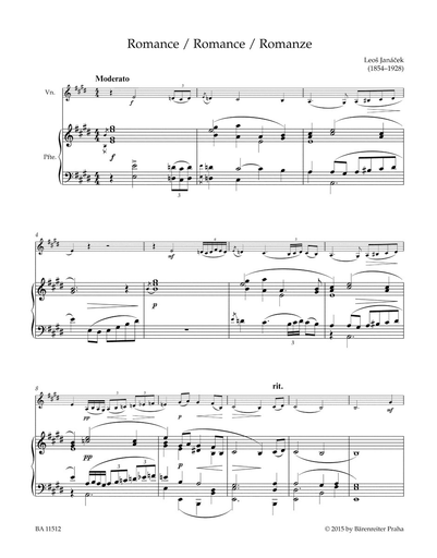 Jancek, Leos (Krejci & Nemkova): Works for Violin and Piano, Barenreiter