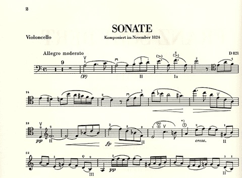 Schubert, F. (Seiffert, ed.): Sonata and Arpeggione in A Minor, D 821, Op, Posth., urtext (cello & piano)