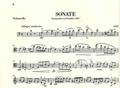 Schubert, F. (Seiffert, ed.): Sonata and Arpeggione in A Minor, D 821, Op, Posth., urtext (cello & piano)