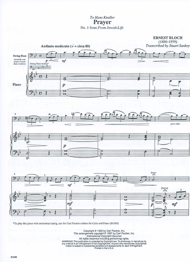 Bloch, E. (Sankey): Prayer (From Jewish Life, No.1) (bass, and piano)