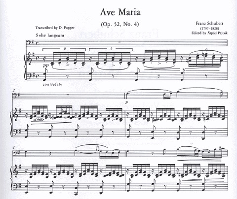 Schubert, Franz (Pejtsik) : Ave Maria Op.52 No.4 (cello & piano) Editio Musica Budapest