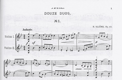Gliere, Reinhold: Twelve Duets Op.49 (2 Violins)