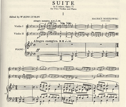 Moskowski, Maurice: Suite in G minor Op.71 (2 violins & piano)