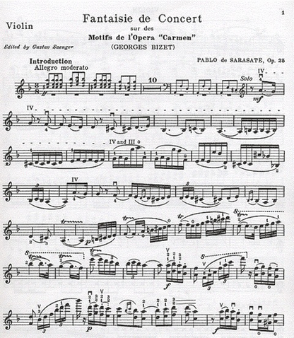 Sarasate, Pablo de: Carmen Concert Fantasy Op.25 (violin & piano)