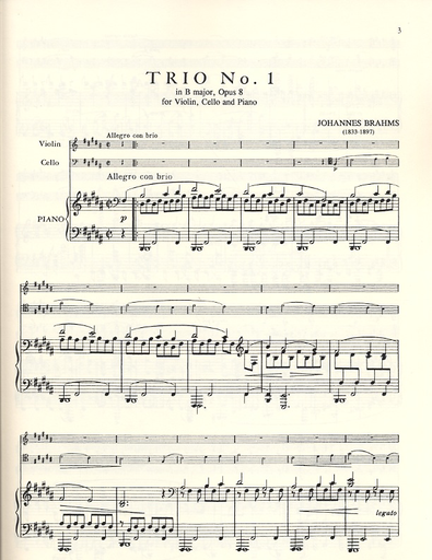 Brahms, Johannes: Trio No.1 in B major, Op.8 (violin, cello & piano) IMC