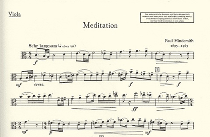 Hindemith, Paul: Meditation from Nobilissima Visione (viola & piano)