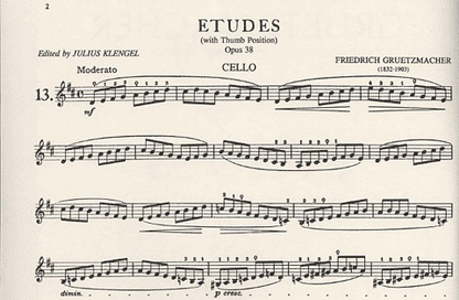 Gruetzmacher: Etudes Op.38 Vol.2- Technology of Cello Playing w/ Thumb Position