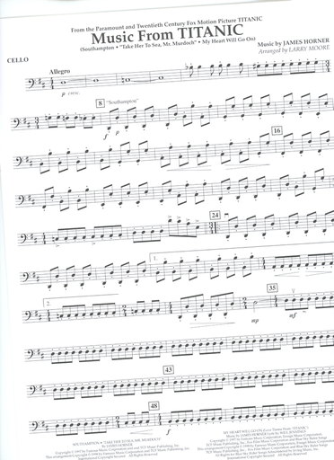 Horner: Music from Titanic - Pops for String Quartet (score and parts)