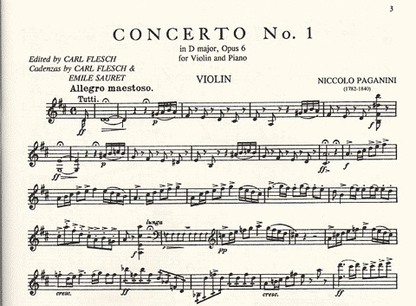 Paganini, N. (Flesch/Sauret): Concerto No.1 in D major, Op.6 (violin & piano) IMC