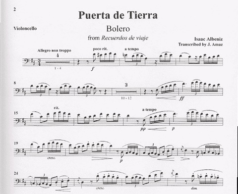 Albeniz, Isaac: Bolero (cello & piano or bass & piano)   Out of Print