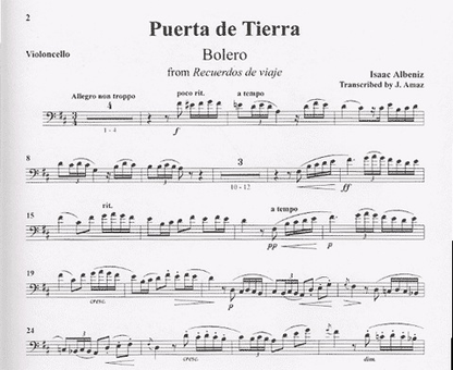 Albeniz, Isaac: Bolero (cello & piano or bass & piano)   Out of Print
