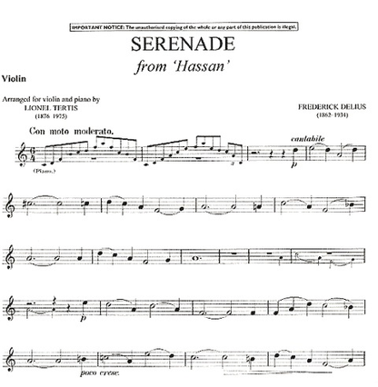 Delius, F.: Serenade from Hassan (violin & piano)