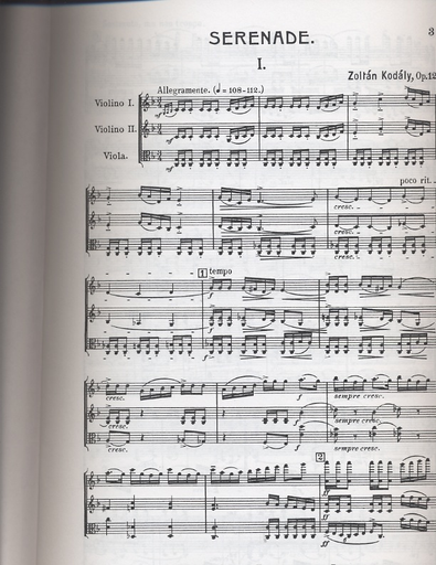 Kodaly, Zoltan: Serenade Op.12 (2 violins & viola) score & parts