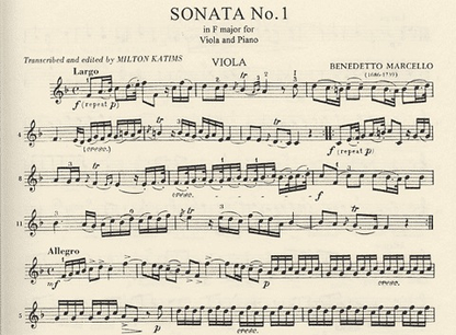 Marcello, Benedetto: Viola Sonatas #1 in F major & #4 in G minor (viola & piano)