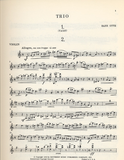 Otte, Hans: Trio (violin, viola & cello)