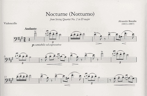 Borodin, Alexander: Nocturne from Quartet No.2 (cello and piano)