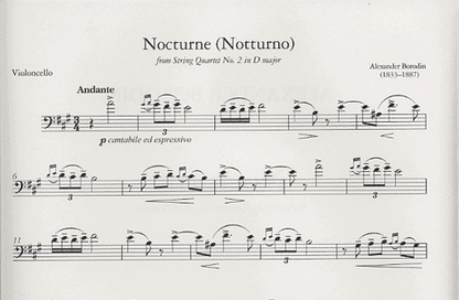 Borodin, Alexander: Nocturne from Quartet No.2 (cello and piano)