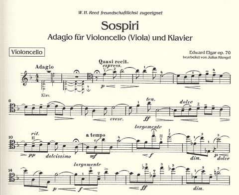 Elgar, Edward: Sospiri-Adagio Op.70 (cello or viola & piano)
