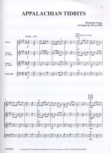 Hall, Percy (arr): Appalachian Tidbits: Mountain Songs for Violin Trio or Mixed String Trio, score & parts