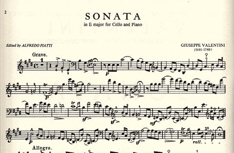 Valentini: Sonata in E (cello & piano)