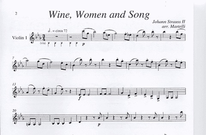 Strauss, Johann (Martelli): Wine, Women, Song (string quartet)